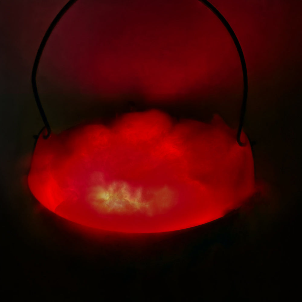 Witch's Halloween Black Cauldron with Mystic Fogger- red color