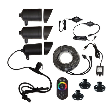 Custom Pro UNIVERSAL FLOATING FOUNTAIN 3-LIGHT Multi-Color LED KIT- 3 x 9 watts
