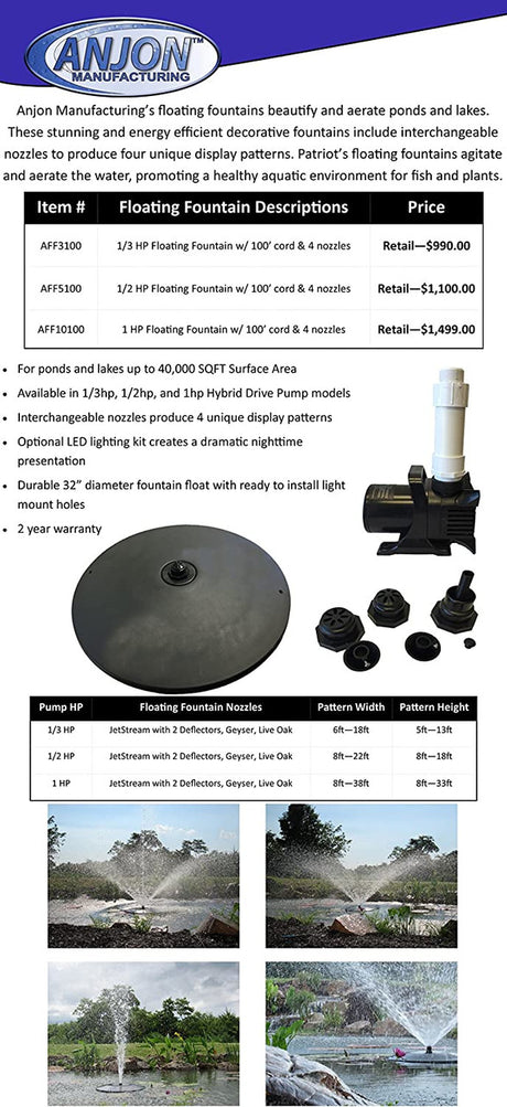Anjon Floating Fountain Aerator
