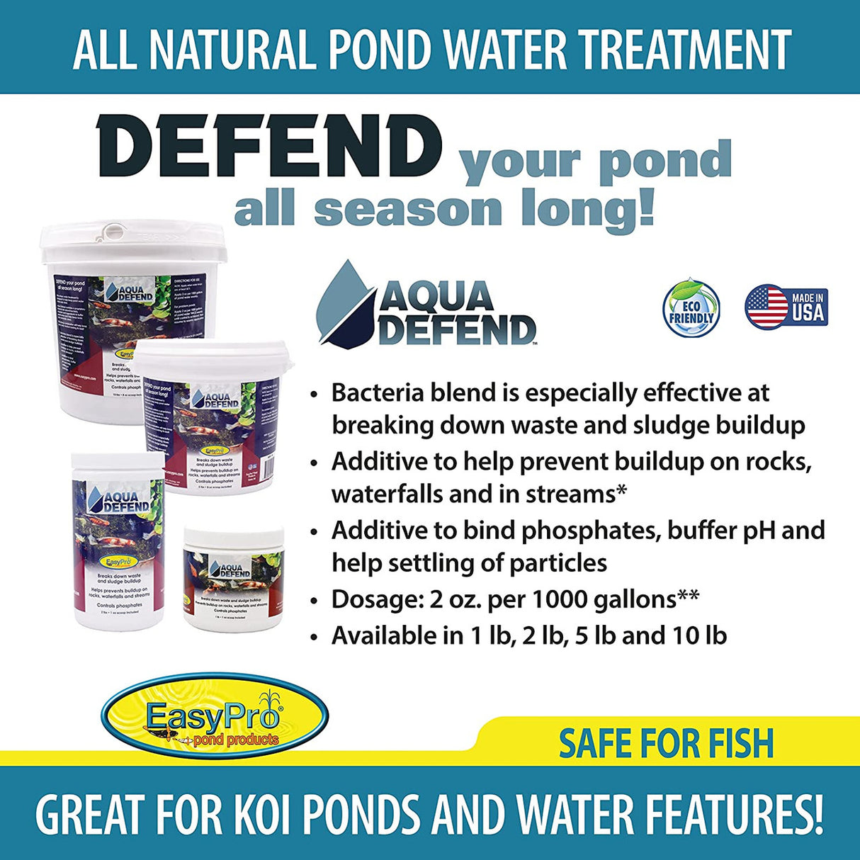 EasyPro Aqua Defend Natural Beneficial Bacteria Pond Treatment