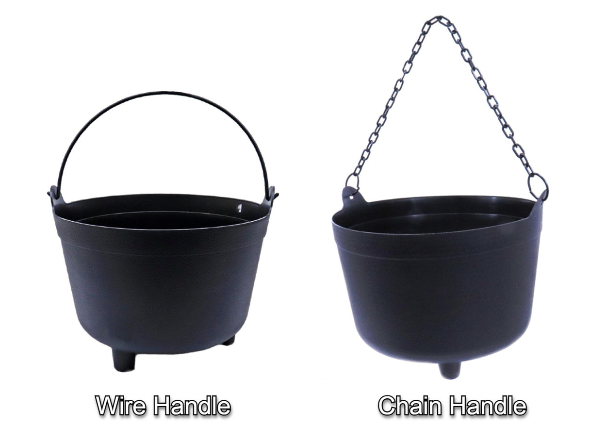 Witch's Halloween Black Cauldron with Mystic Fogger- wire handle and chain handle