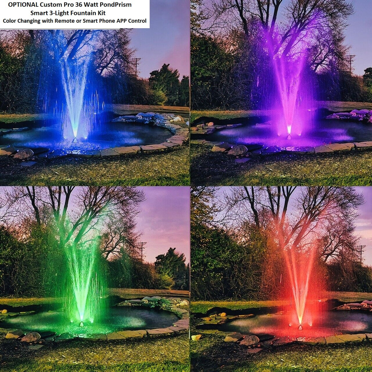 OPTIONAL - Custom Pro PondPrism 36 watt Color Light Set in use