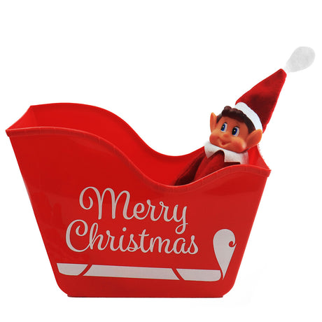 Elf and Sleigh Christmas Holiday Decorative Figurine - 16 Inches Tall