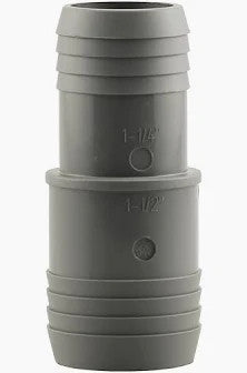 Fitting- Coupler - 1 1/4" barb x 1 1/2" barb U.S.