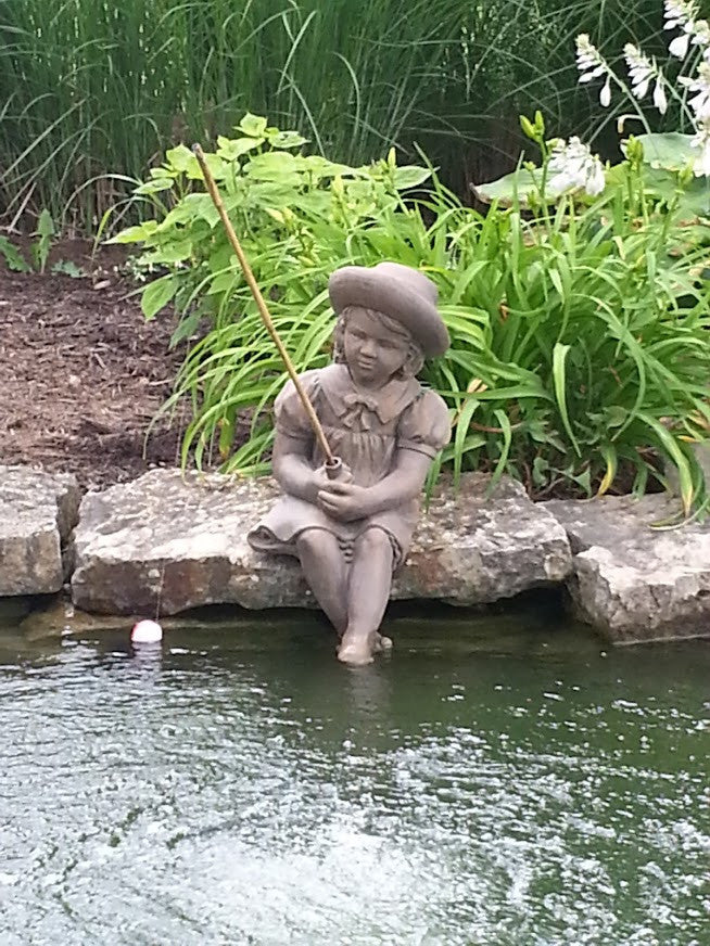 Fishing Girl Cast Stone Statue - Front View