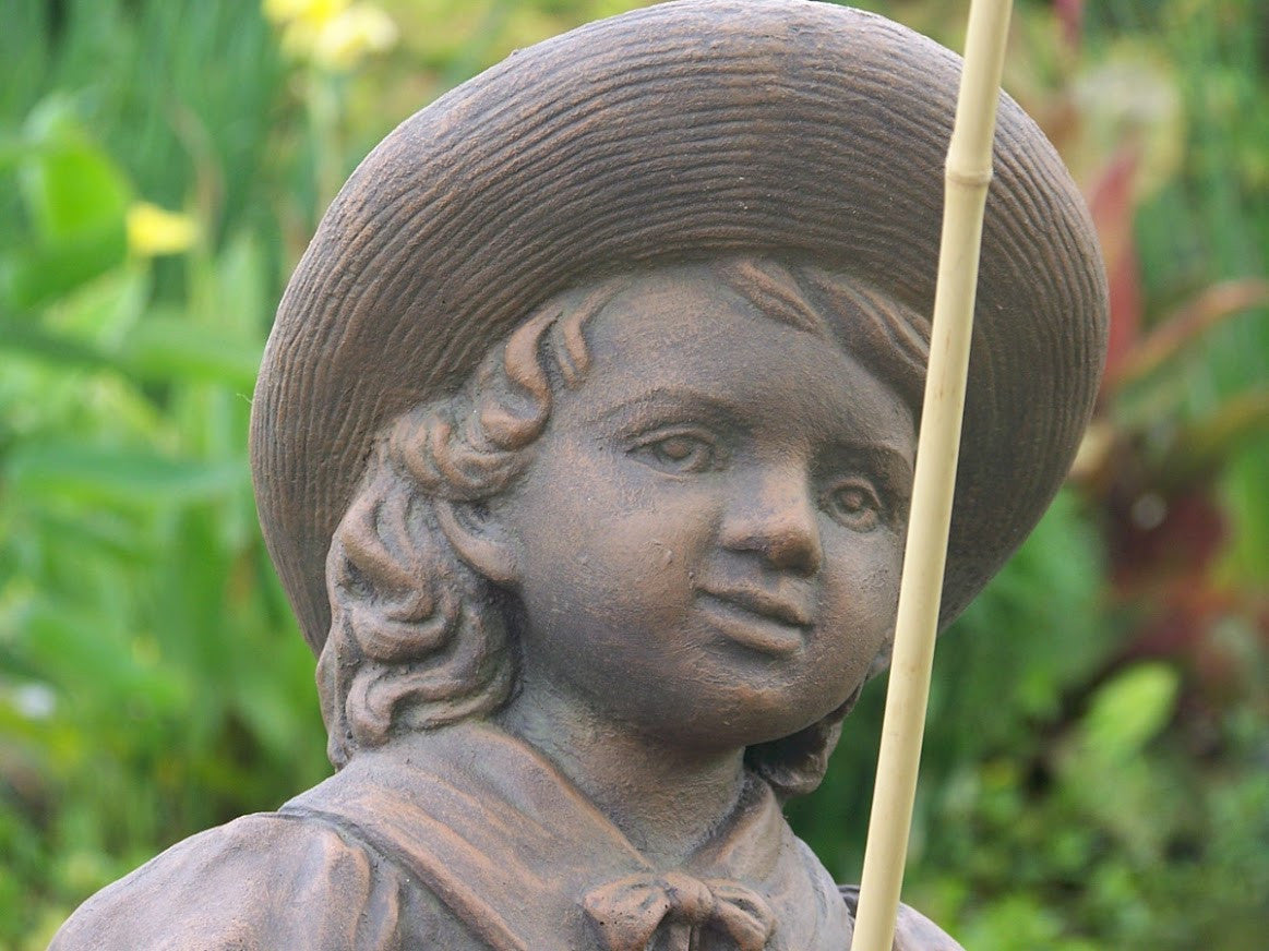 Fishing Girl Cast Stone Statue - Face Detail