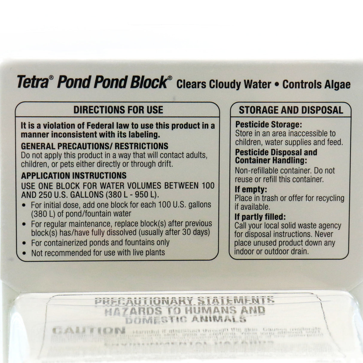 Tetra Pond Block Slow Release - Direction and Storage