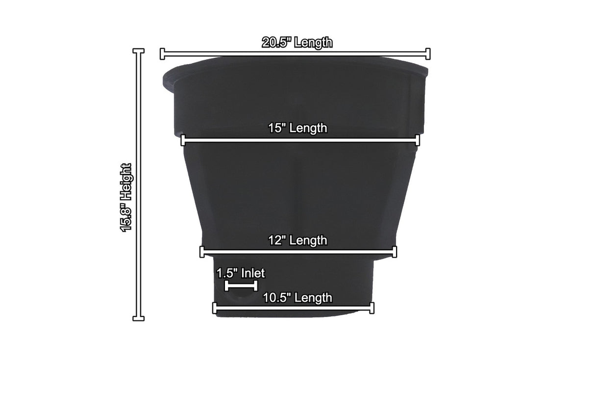 PondBuilder Crystal Falls Waterfall Filter - 14 in. Spillway PB1281 Side Dimensions