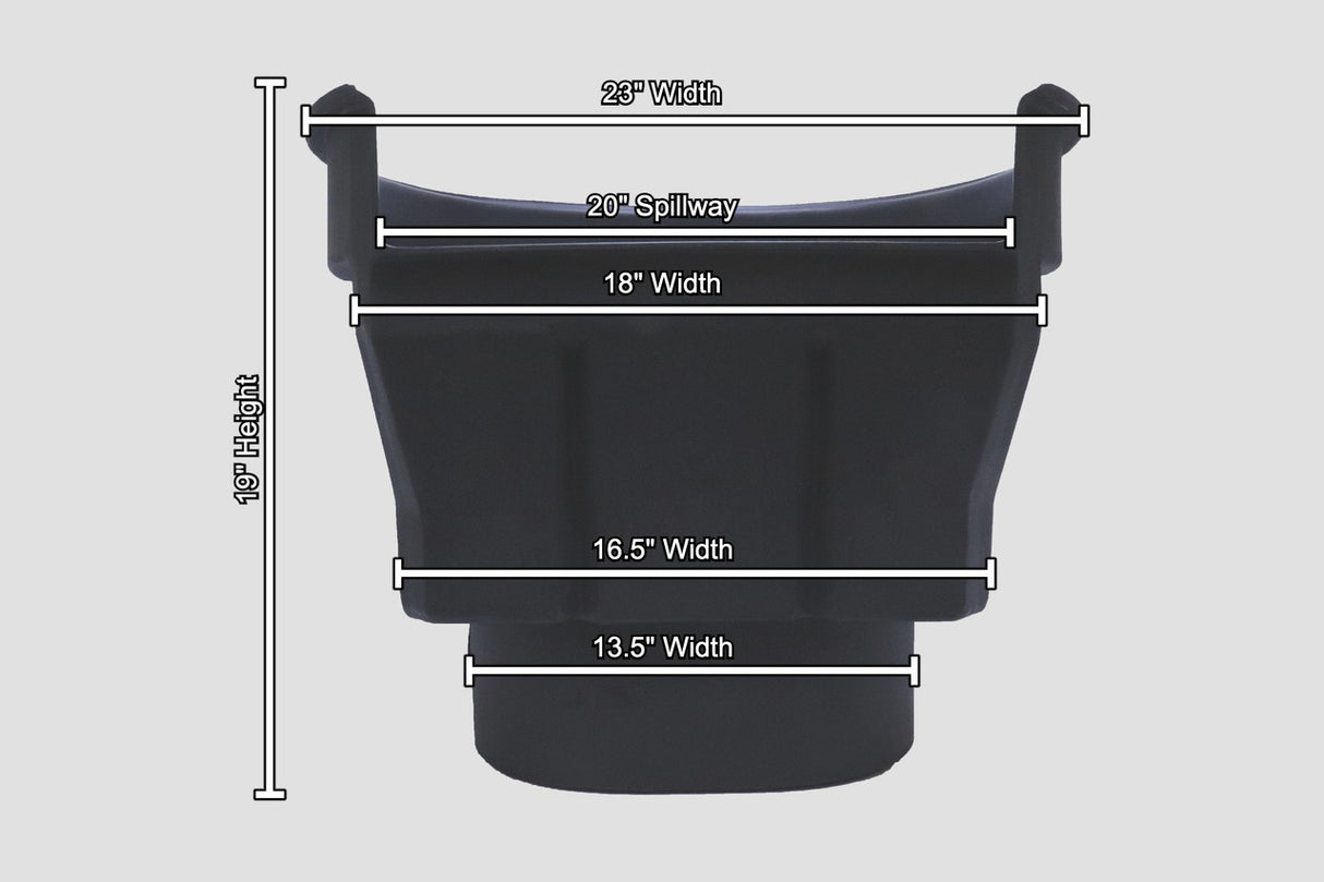 PondBuilder Crystal Falls Waterfall Filter - 20 in. Spillway PB1298 Front Dimensions
