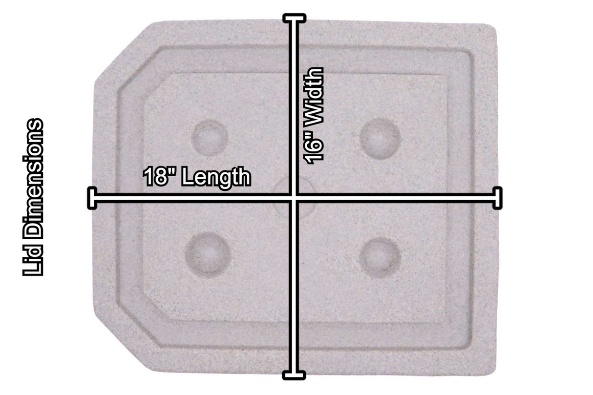 Natural-looking faux rock cover lid dimensions