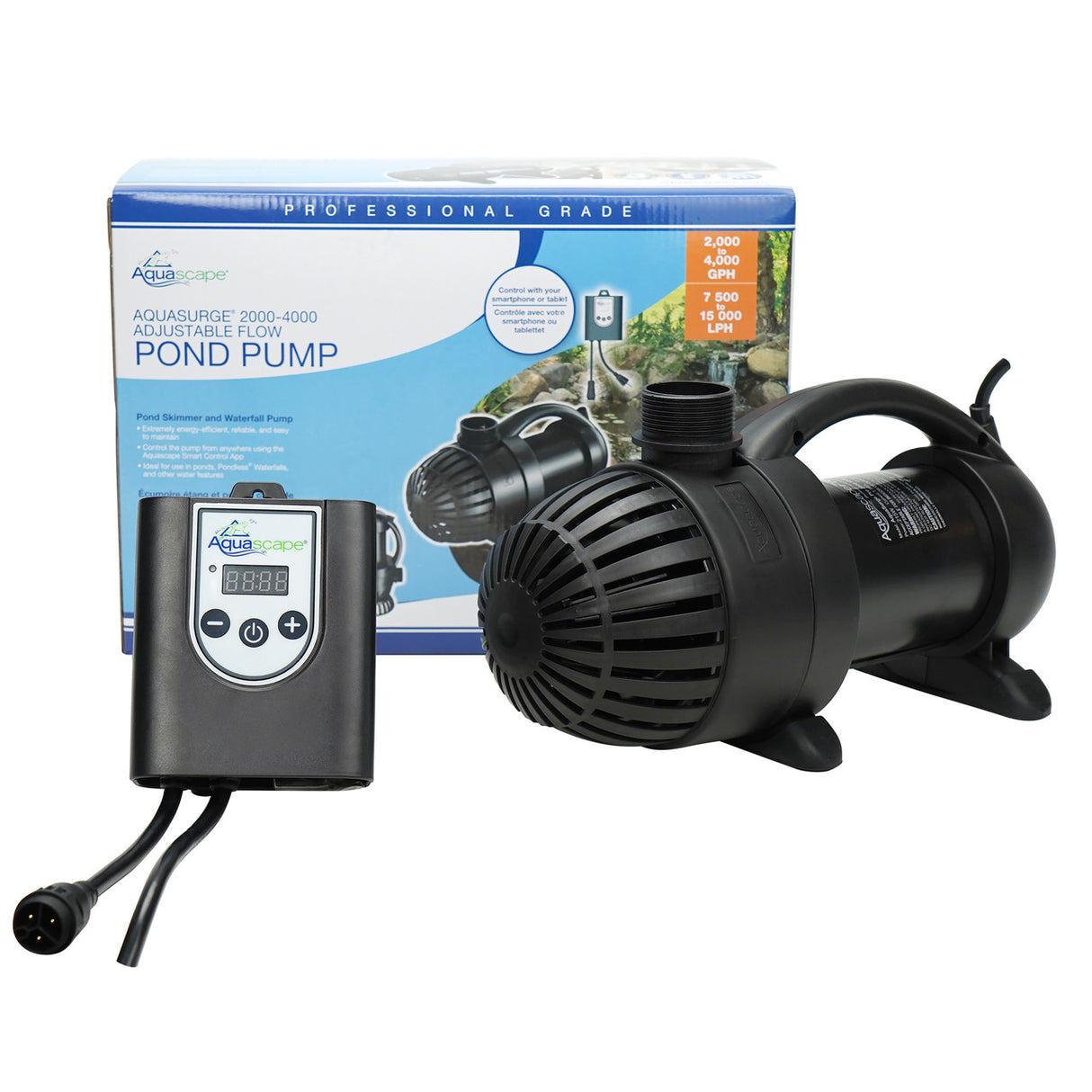 Aquascape Aquasurge G2 Pro 2000-4000 Adjustable Flow Pump w/ Smart Control Receiver