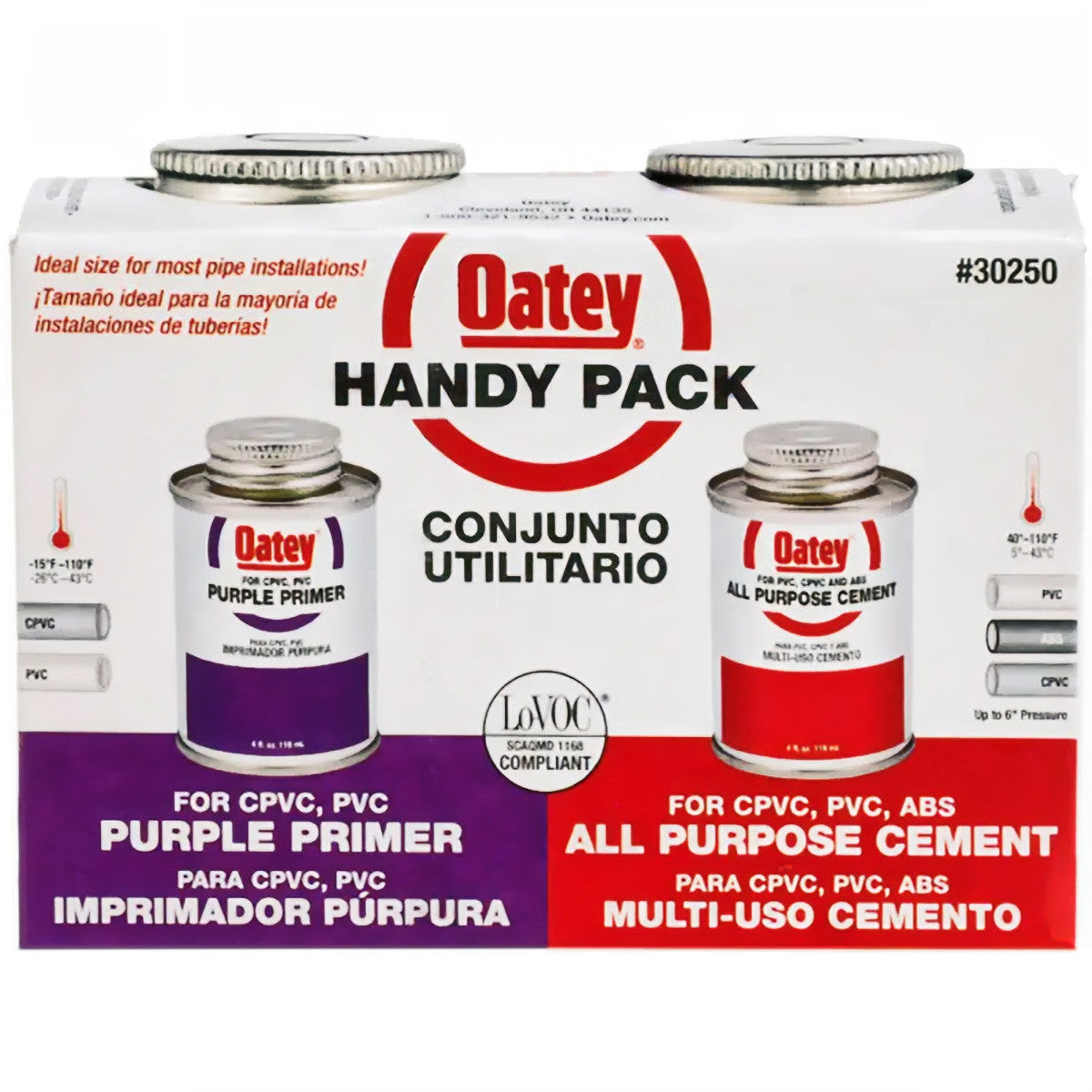 Oatey Purple Primer and PVC, CPVC, ABS All Purpose Cement - Handy Pack - 4 oz.