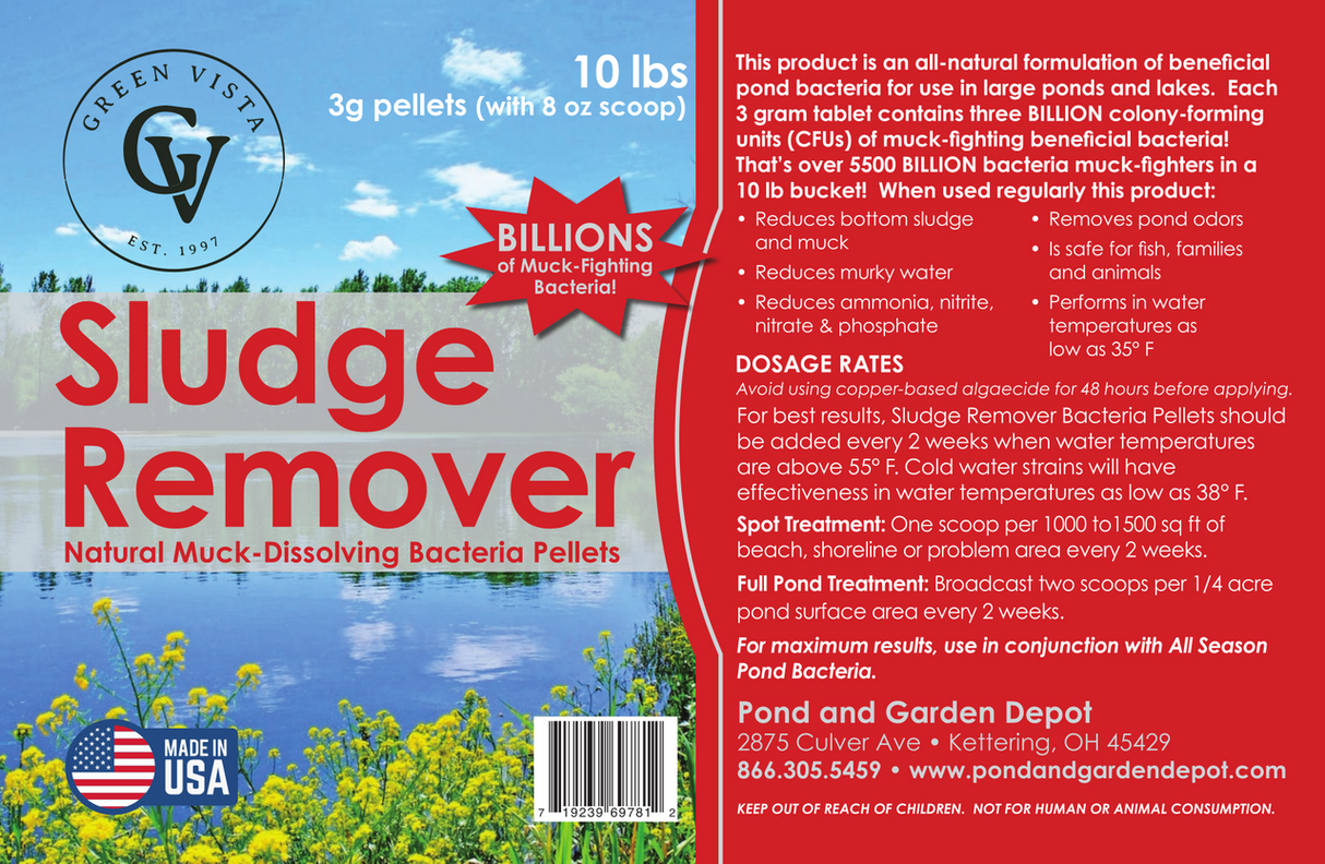 Green Vista Pond Muck & Sludge Remover Bacteria Pellets | 2 Sizes
