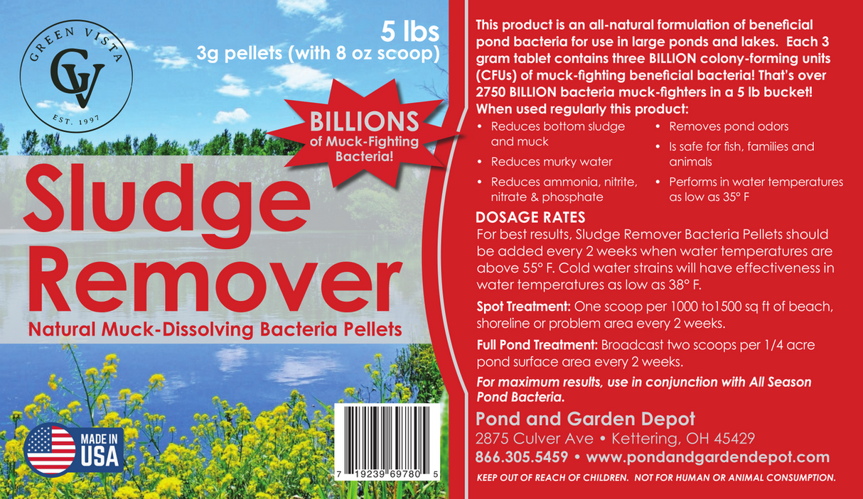 Green Vista Pond Muck & Sludge Remover Bacteria Pellets | 2 Sizes