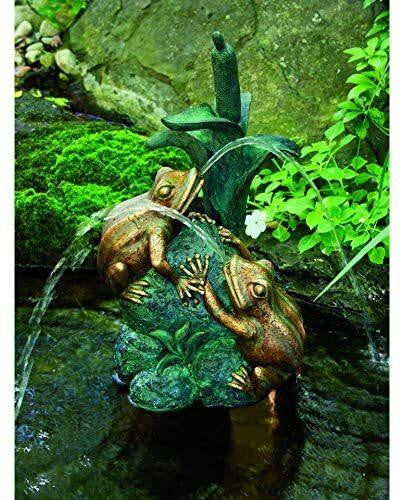 Aquascape 78210 Double Frog with Cattail Spitter Fountain