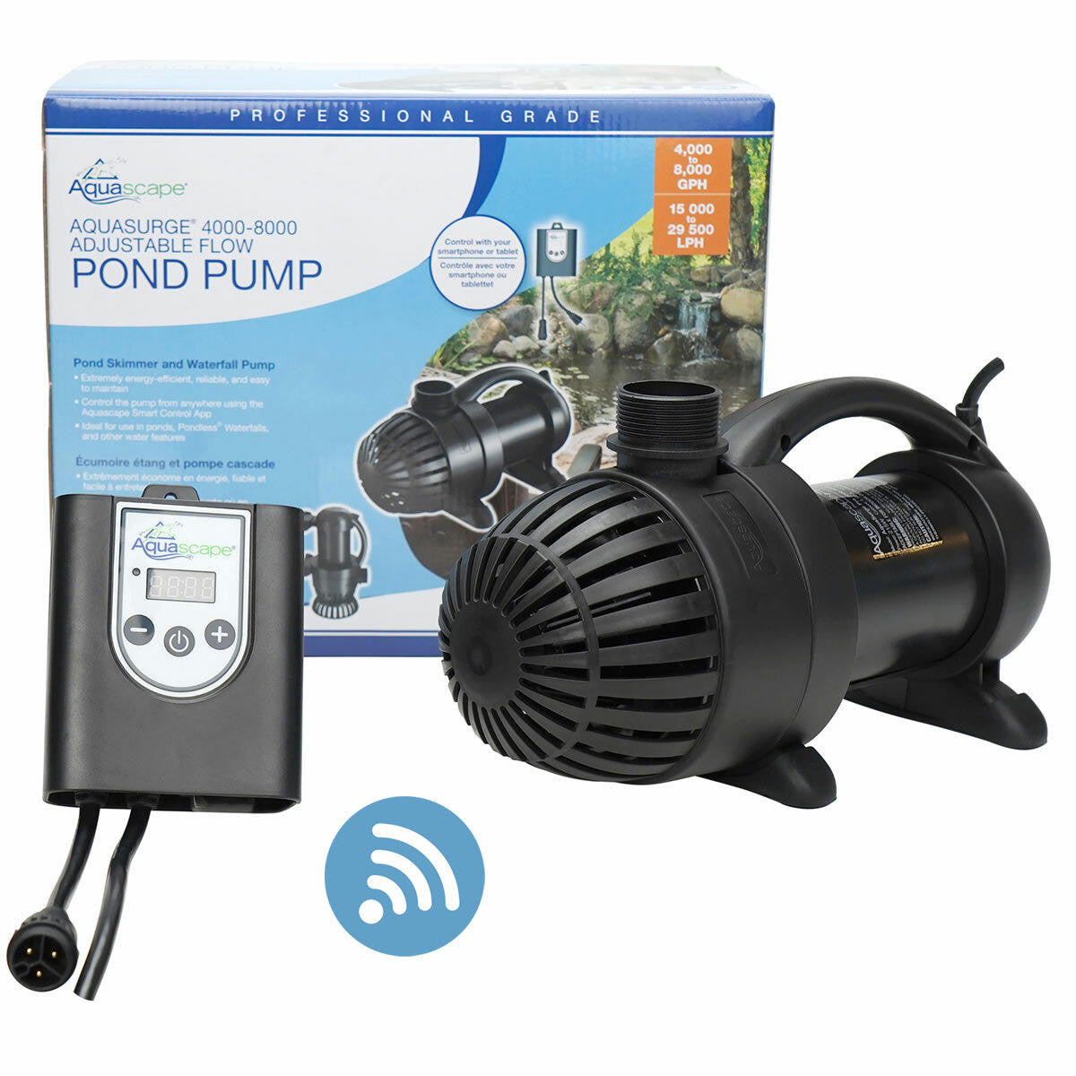 Aquascape Aquasurge G2 Pro 4000-8000 Adjustable Flow Pump w/ Smart Control Receiver