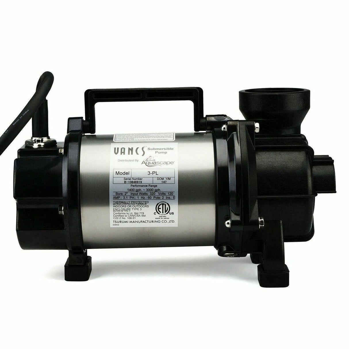 Atlantic Aquascape 29975 Tsurumi 3PL 3,000 GPH Pond Pump
