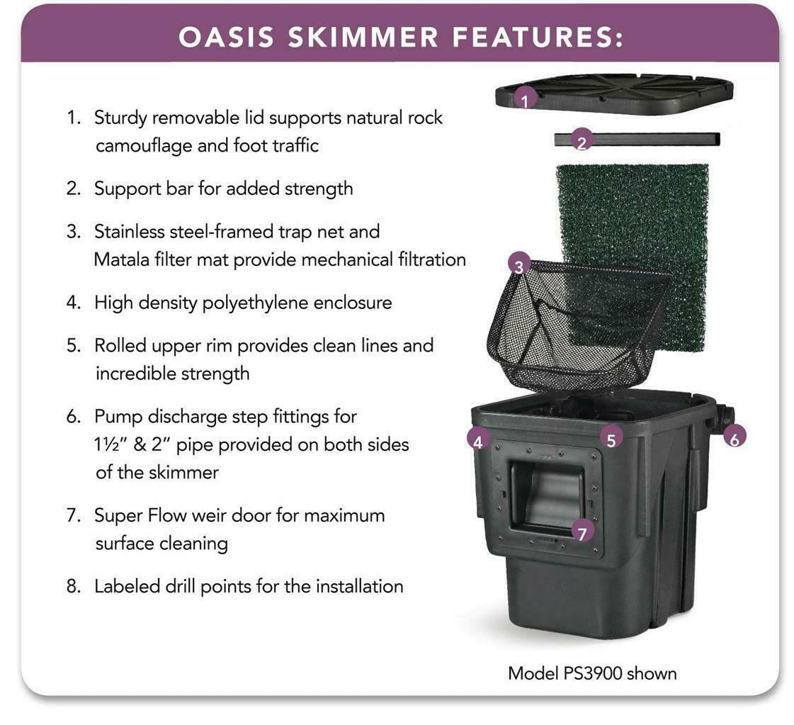 Atlantic PS3900 Oasis Pond Skimmer 6 Weir Width