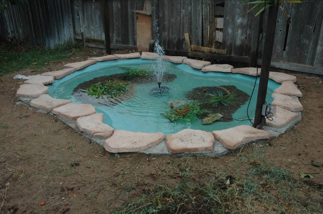 Small pond lined using "Sky Blue" color