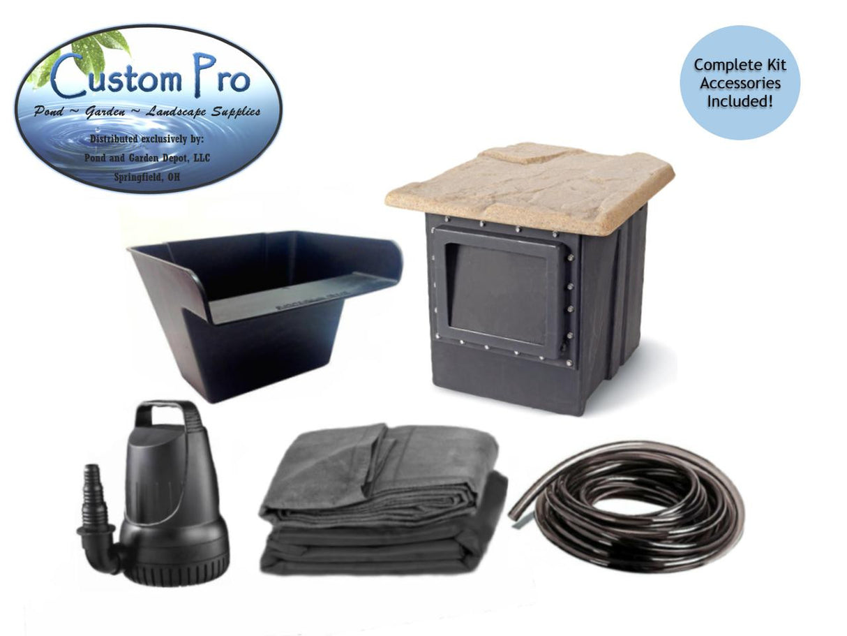 Custom Pro Complete Pond Kit w/ Waterfall