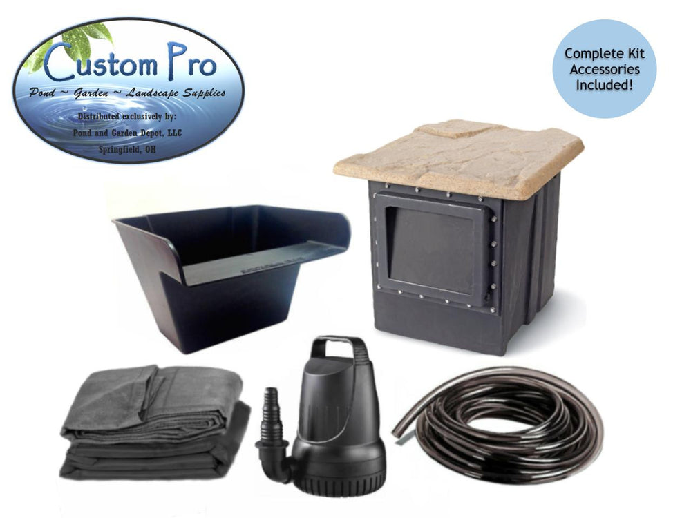 Custom Pro Complete Pond Kit w/ Waterfall