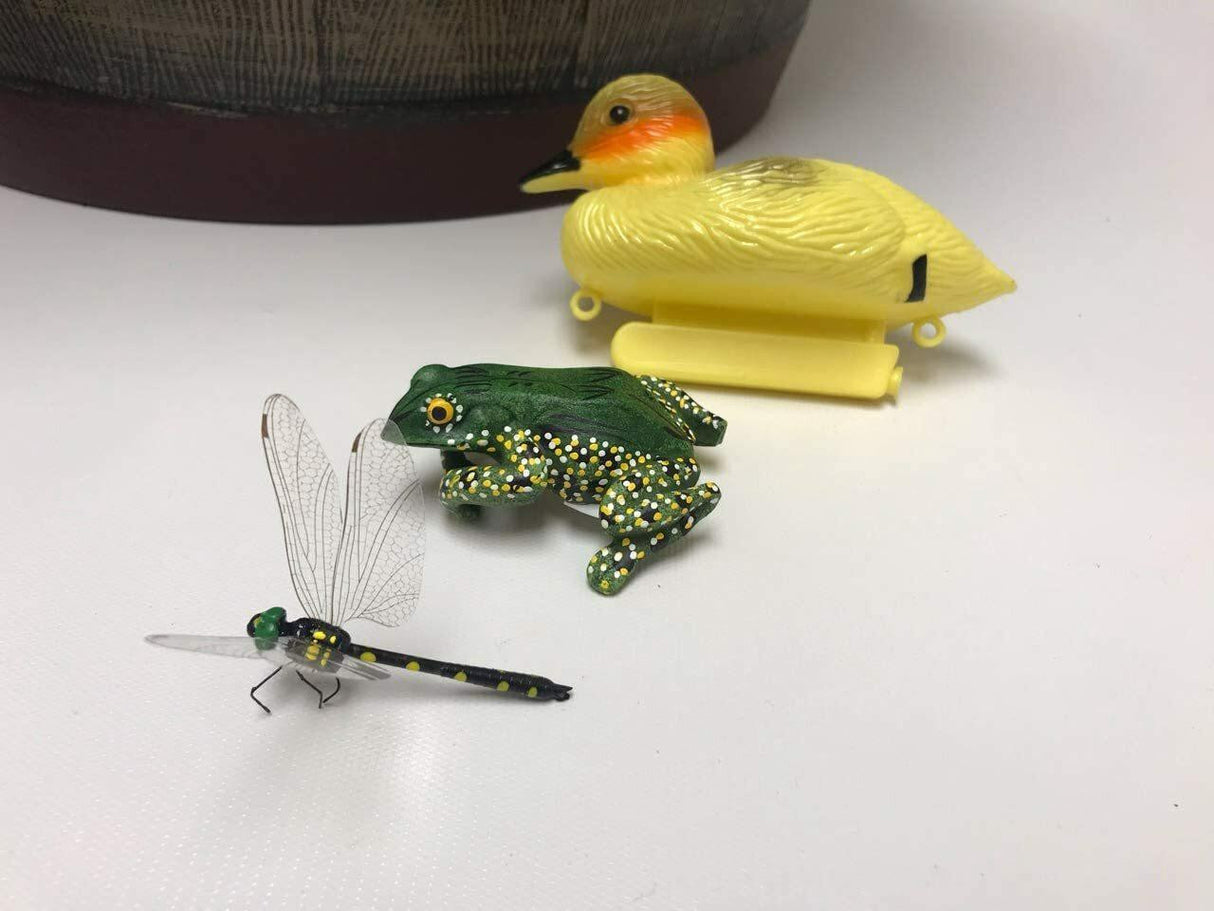 Custom Pro Faux Resin Whiskey Barrel Liner - Includes Dragonfly/Frog Pot Hangers, Red Silk Water Lily and Baby Duckling