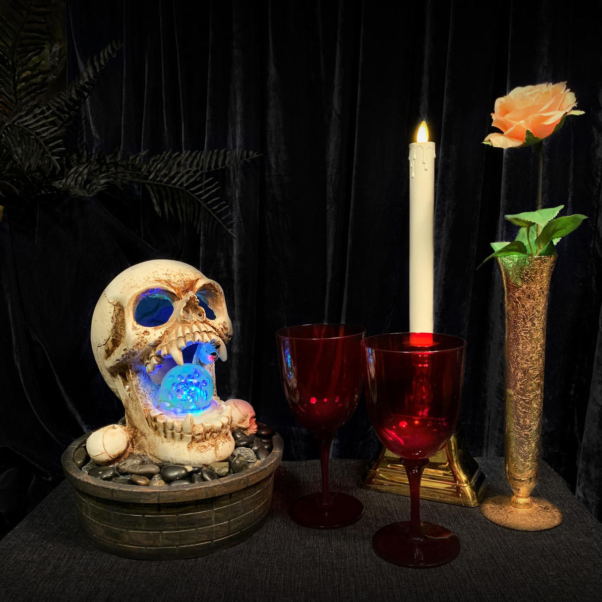 Green Vista Damien Tabletop Skull Fountain