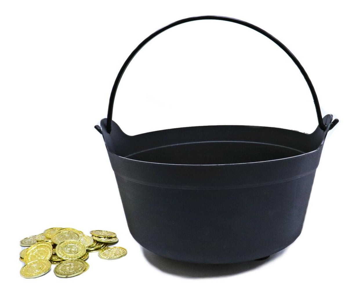 Green Vista Leprechaun's Pot-of-Gold | Black Cauldron and Gold Coins