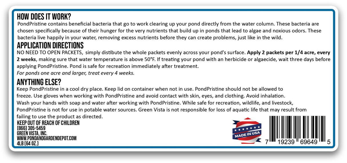 Green Vista PondPristine Beneficial Bacteria