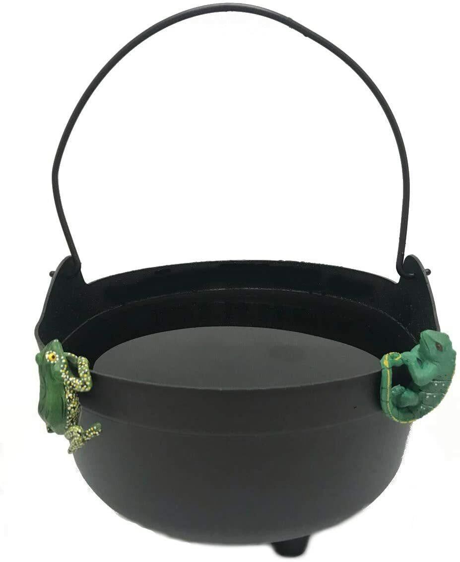 Green Vista Witchs Black Cauldron with 2 Creepy Critter Pot Hangers