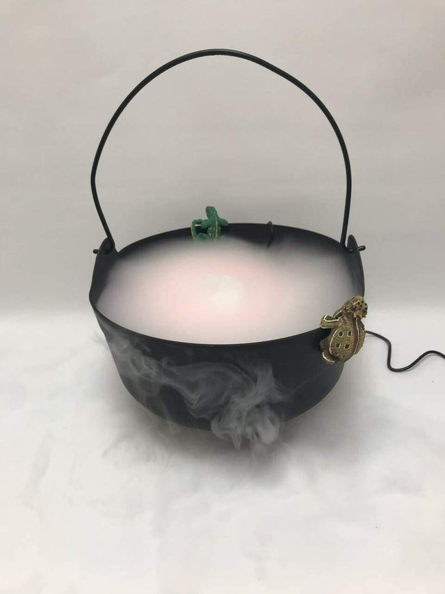 Green Vista Witchs Black Cauldron with Creepy Critter Pot Hangers, 1 Disc White Fogger and Float