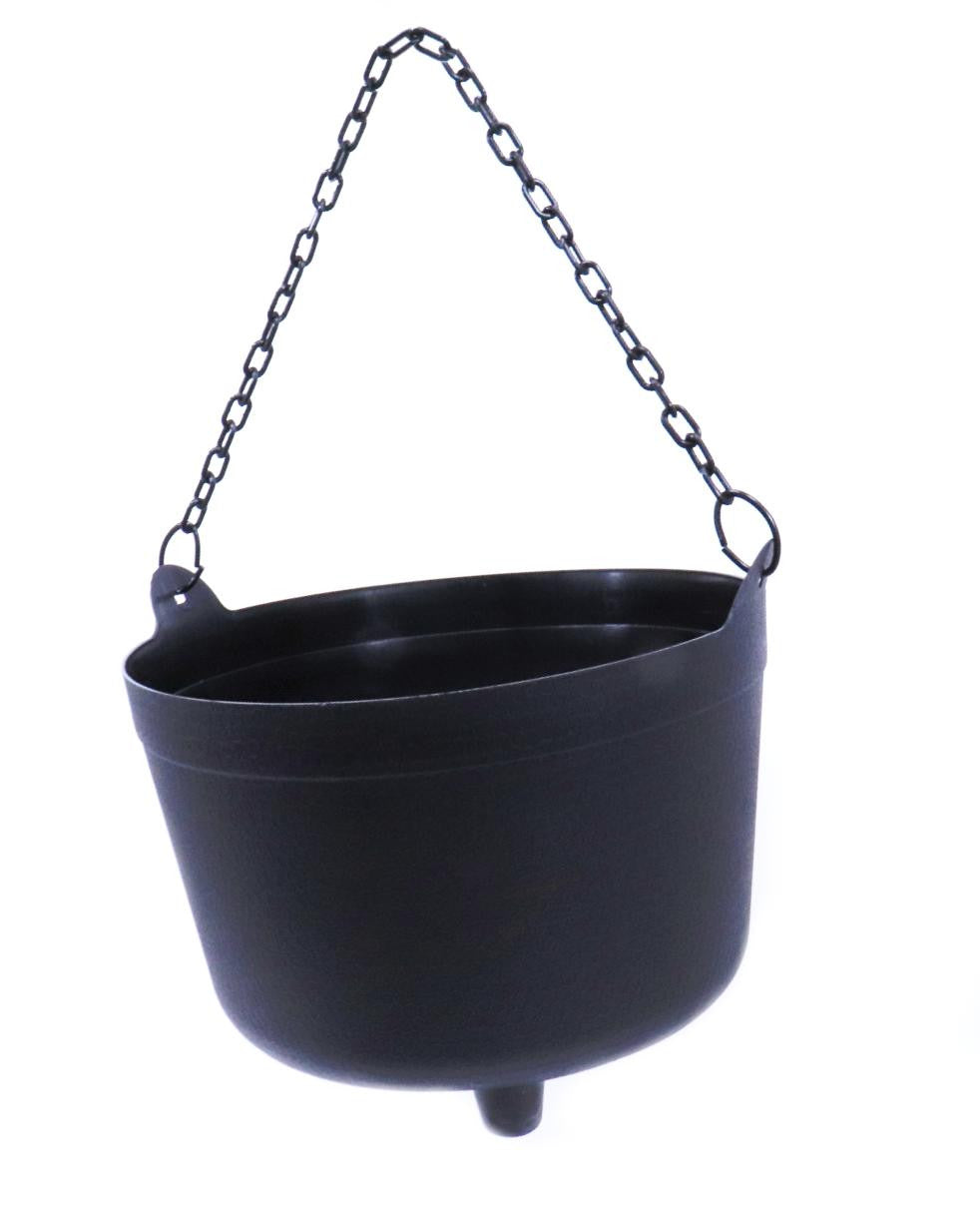Witch's Halloween Black Cauldron with Mystic Fogger- Chain handle