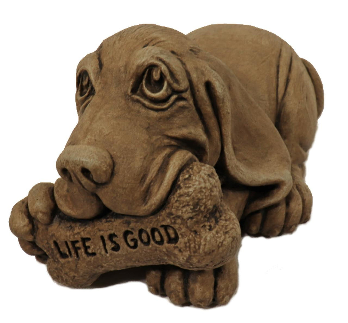 Massarellis Life is Good Basset Hound Dog - Solid Cast Stone Garden Statue