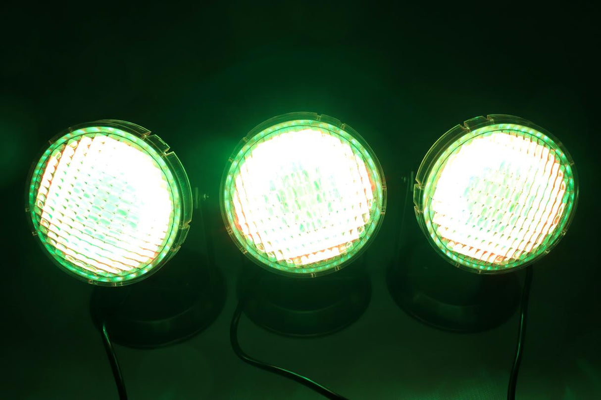 Ocean Mist Synchronized 72 LED Spotlight - 3-Pack w/ Transformer, Splitter, and Outdoor Power Strip