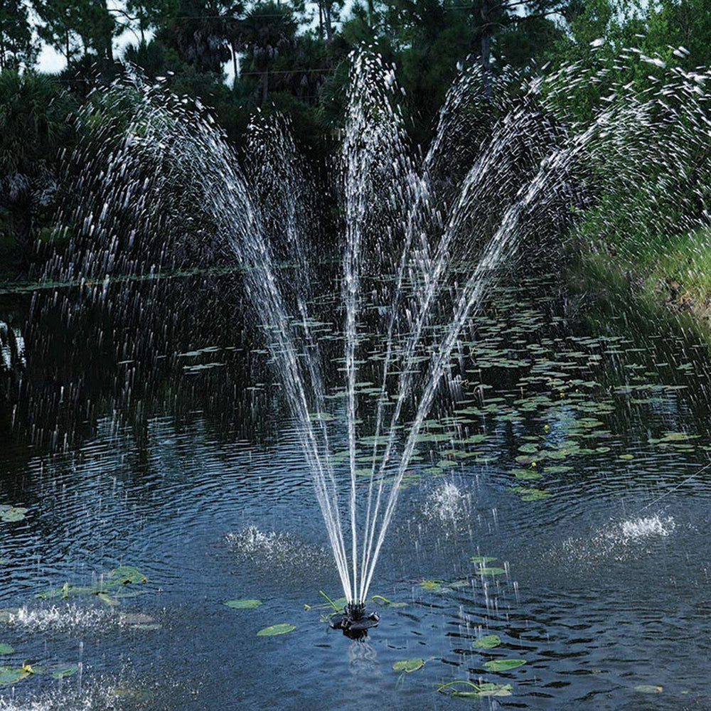 Pond Boss Floating Fountain with Lighting demo in a pond