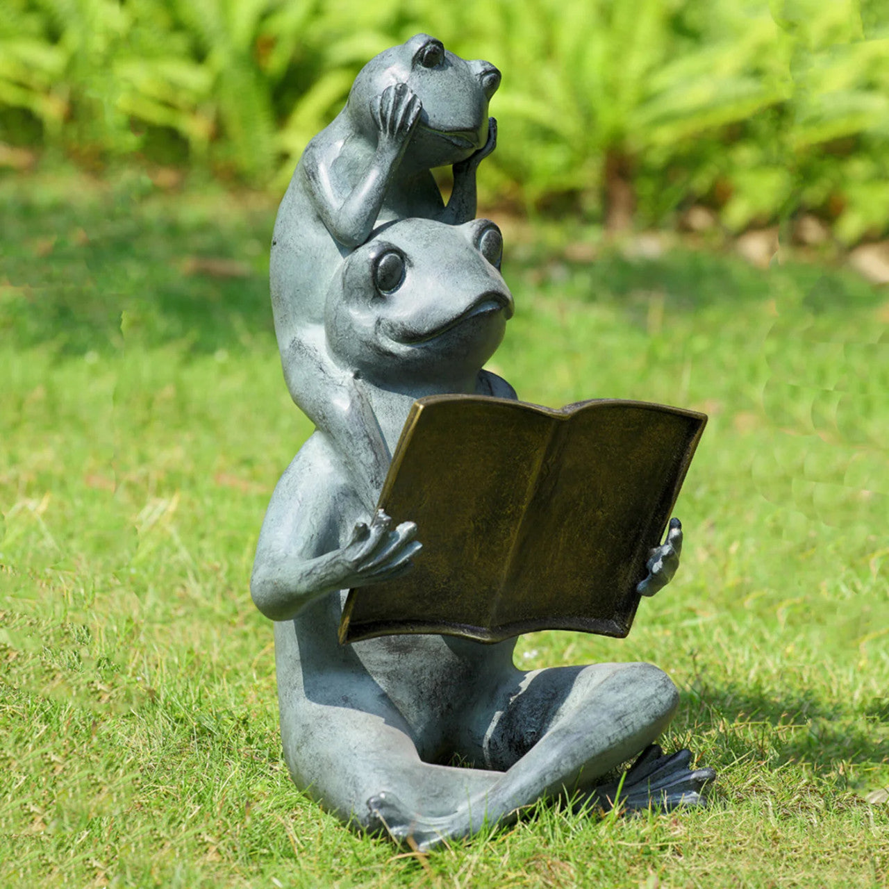 Josh and Junior - Frogs Reading a Book Garden Sculpture - Thumbnail 2