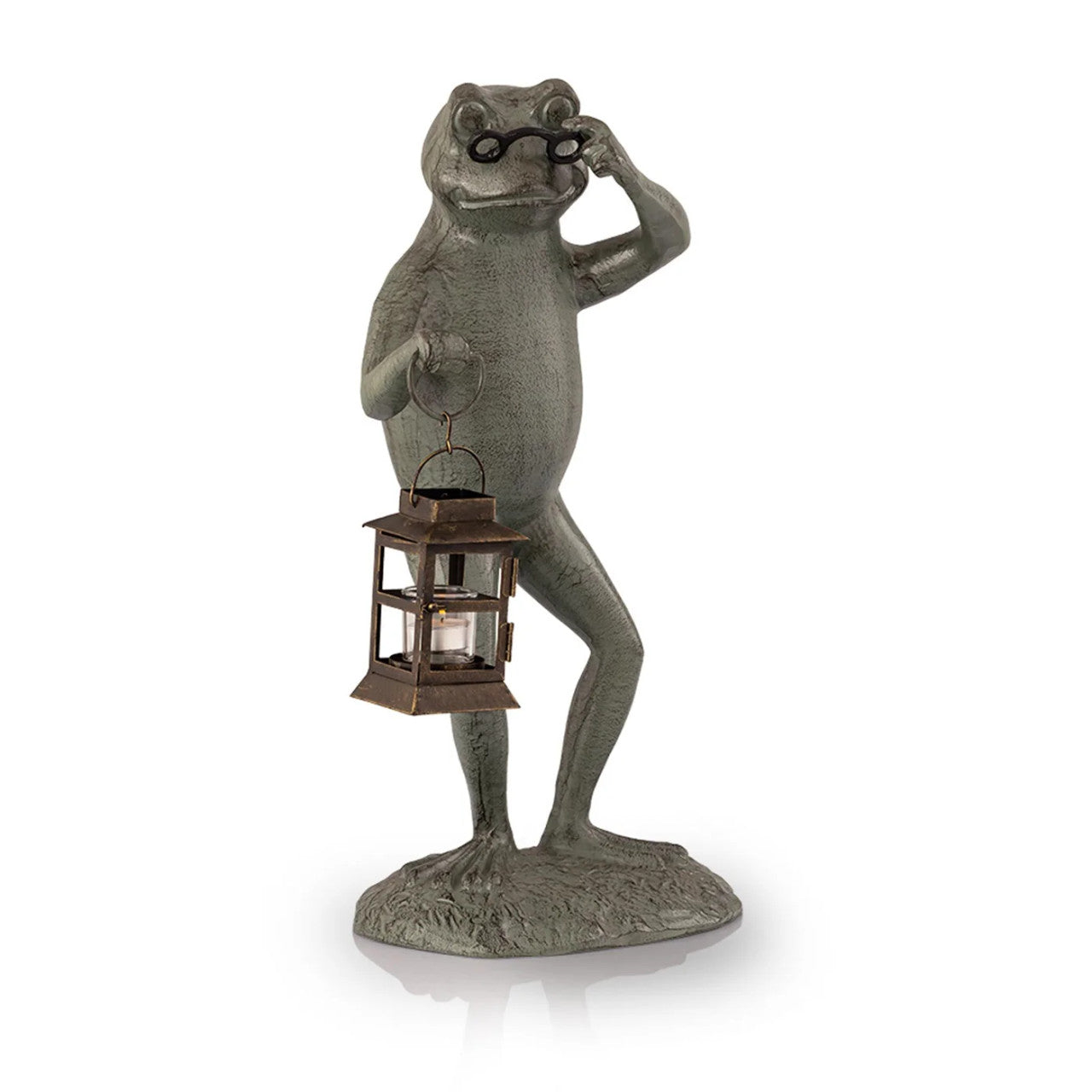 Gregory the Frog w/Lantern Garden Sculpture