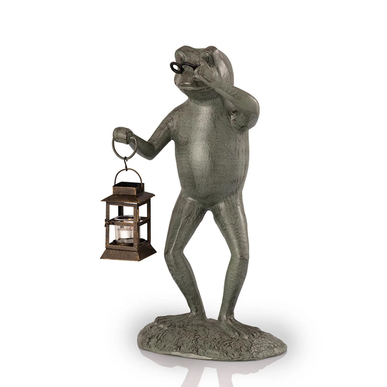 Gregory the Frog w/Lantern Garden Sculpture - Thumbnail 3