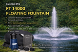 Custom Pro FT 14000 Floating Pond Fountain & Aerator Kit w/ 100', 150', or 200' Cord