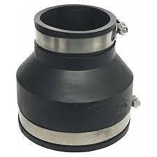 Coupler- 4" X 2" Flexible Rubber (Fernco) Coupler w/ Stainless Steel Bands