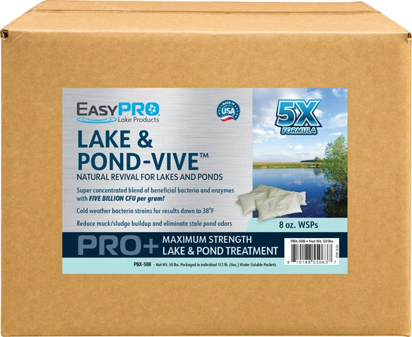 EasyPro - Pond-Vive Bacteria X, 100ct. 8oz Water Soluble Packs (approx. 50lb BOX) - PBX-50B
