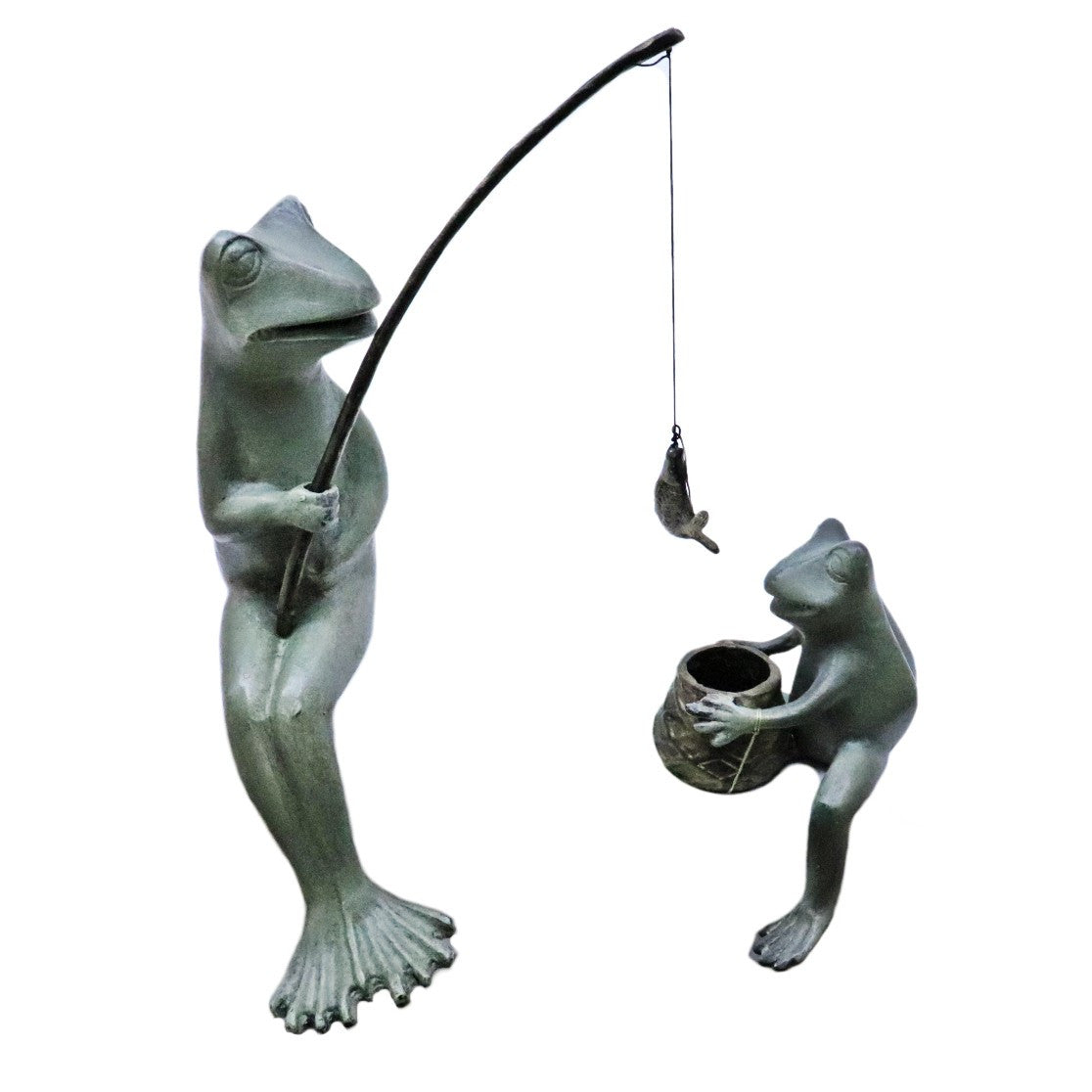 Papa and Son Fishing Frog Sculpture - Thumbnail 2