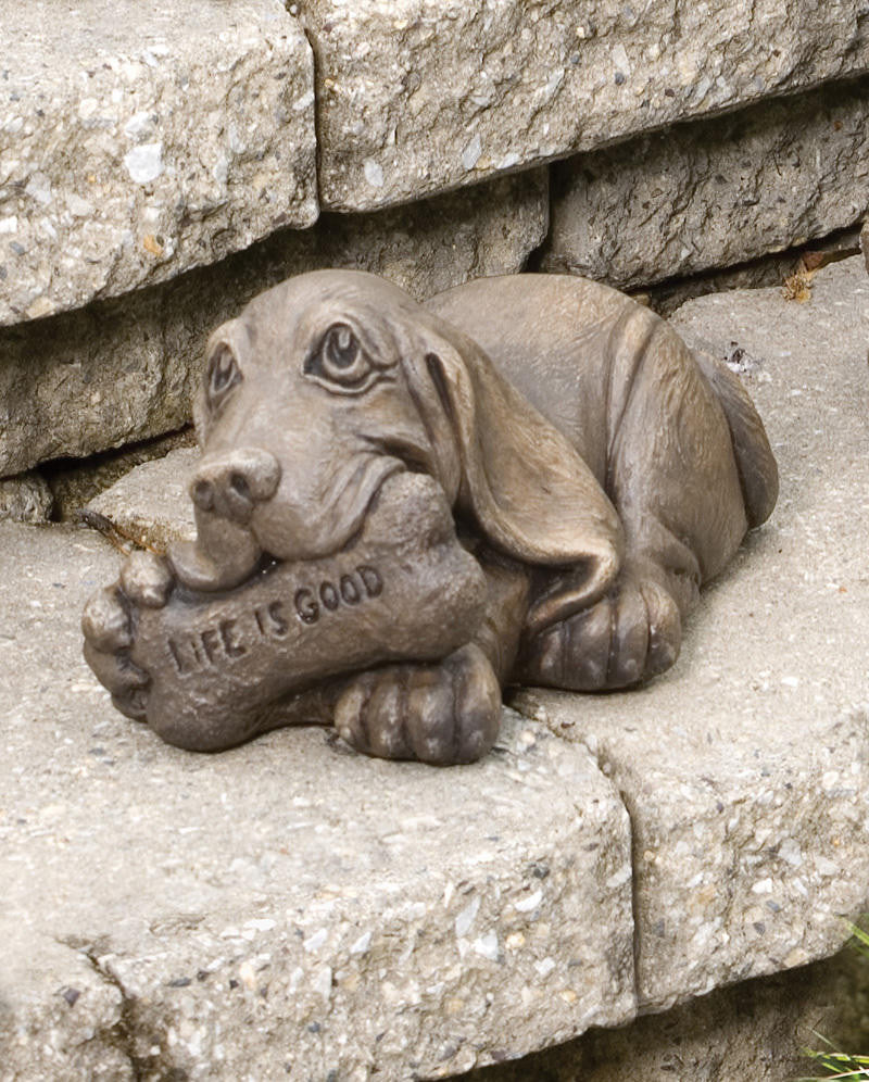 'Life is Good' Basset Hound Dog Garden Statue
