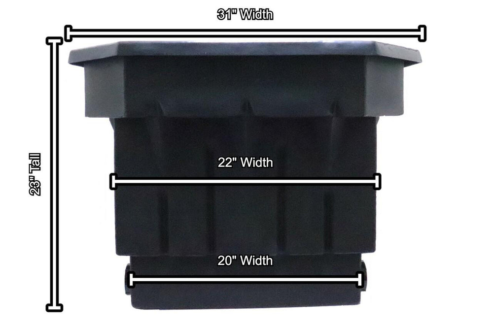 Medium 22" Elite Waterfall Box | Back Dimensions