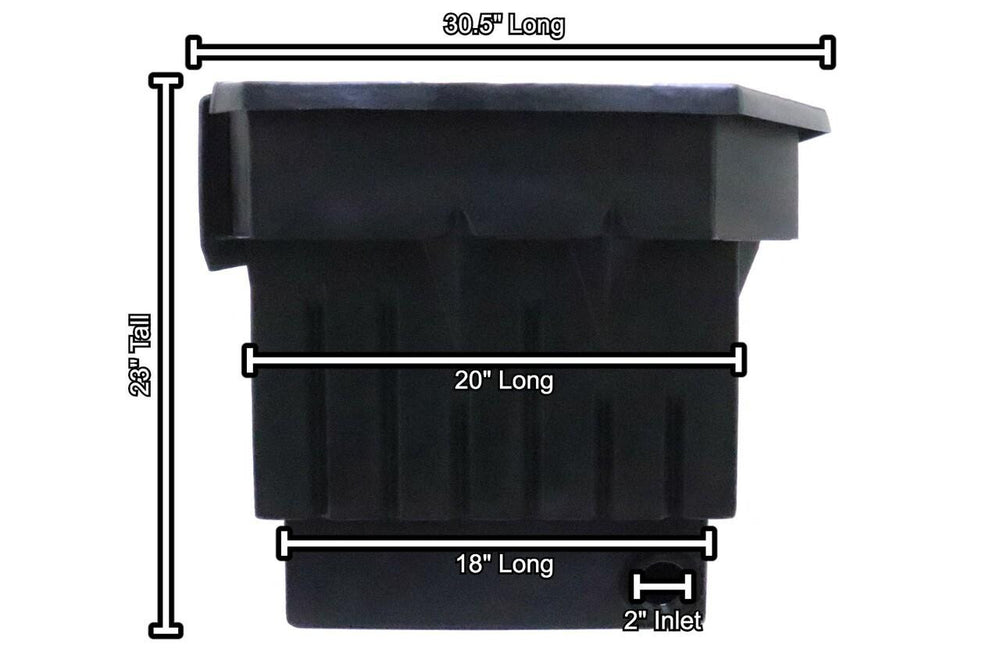 Medium 22" Elite Waterfall Box | Side Dimensions