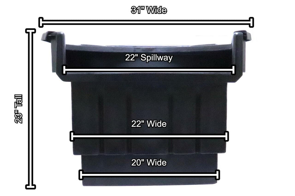 Medium 22" Elite Waterfall Box | Front Dimensions