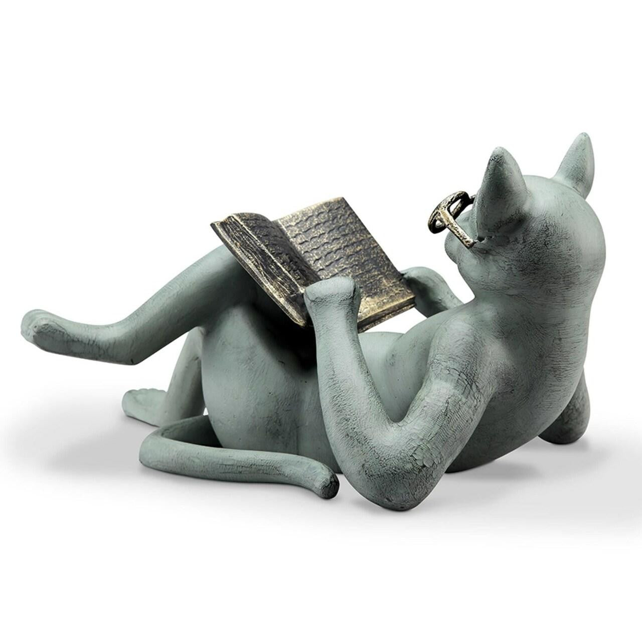 College Cat with Book Garden Sculpture - Thumbnail 3